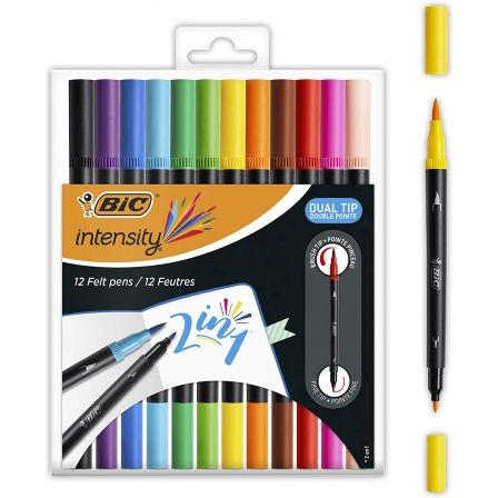 BIC Intensity Dual Rotuladores de Doble Punta, 12 Unidades Surtidas